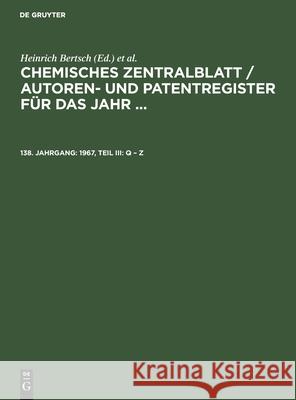 1967, Teil III: Q - Z No Contributor 9783112539637 De Gruyter - książka