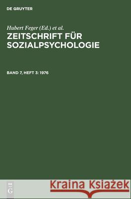 1976 Hubert Feger, C F Graumann, Klaus Holzkamp, Martin Irle, No Contributor 9783112468357 De Gruyter - książka