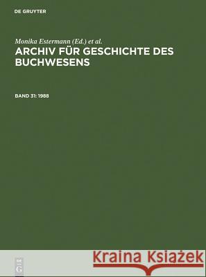 1988 Historische Kommission Des Börsenvereins 9783598248283 K. G. Saur - książka