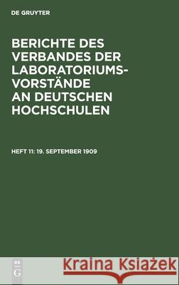 19. September 1909 No Contributor 9783112439210 de Gruyter - książka