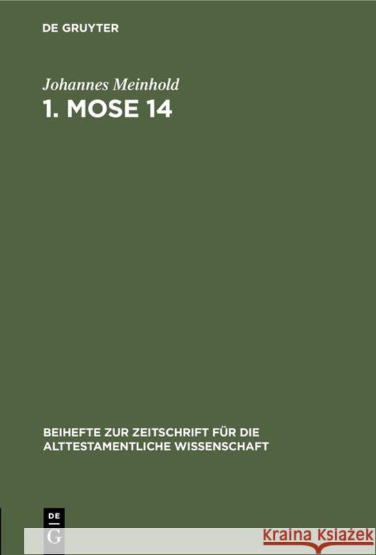 1. Mose 14 Johannes Meinhold 9783110984446 De Gruyter - książka