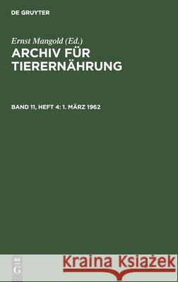 1. März 1962 Ernst Mangold, No Contributor 9783112517239 De Gruyter - książka