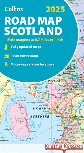 2025 Collins Road Map of Scotland: Folded Map Collins Maps 9780008652999 HarperCollins Publishers - książka