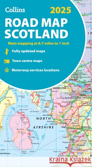 2025 Collins Road Map of Scotland: Folded Road Map Collins Maps 9780008652999 HarperCollins Publishers - książka