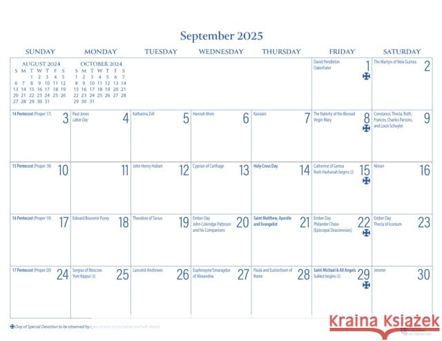 2025 Parish Wall Calendar: September 2024 through December 2025  9781640656871 Church Publishing Inc - książka