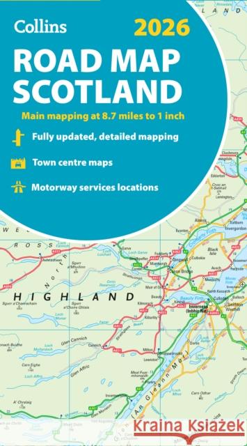 2026 Collins Road Map of Scotland: Folded Road Map Collins Maps 9780008719265 HarperCollins Publishers - książka