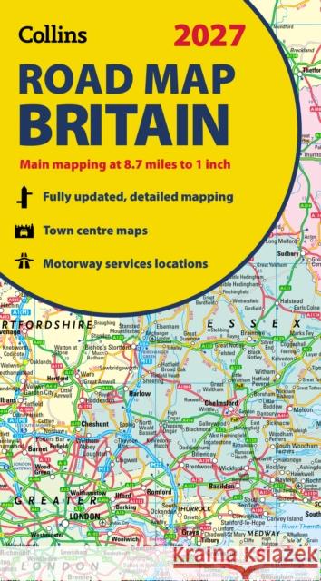 2027 Collins Road Map of Britain: Folded Map Collins Maps 9780008779054 HarperCollins Publishers - książka