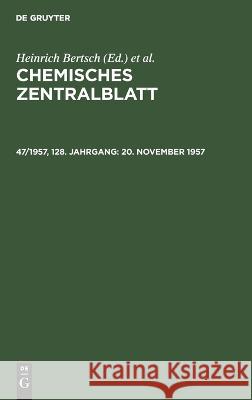 20. November 1957 No Contributor   9783112650158 de Gruyter - książka