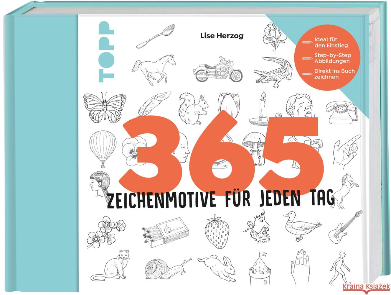 365 Zeichenmotive für jeden Tag Herzog, Lise 9783735881458 Frech - książka