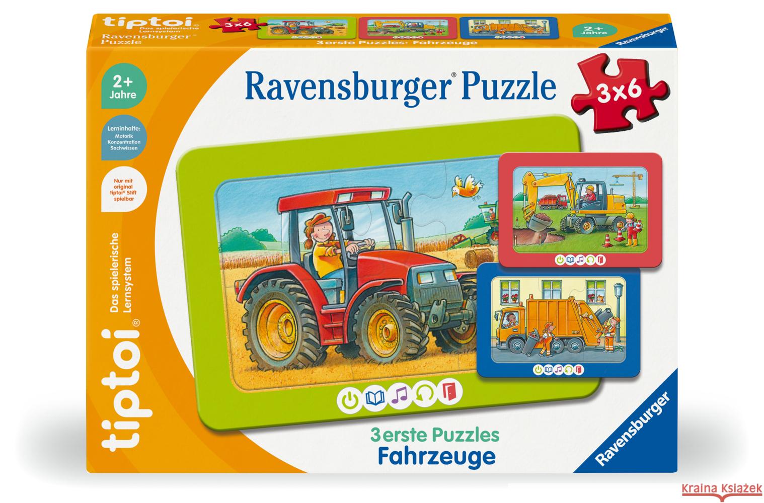 tiptoi® 3 erste Puzzles: Fahrzeuge Grimm, Sandra, Butschkow, Ralf 4005556002276 Ravensburger Verlag