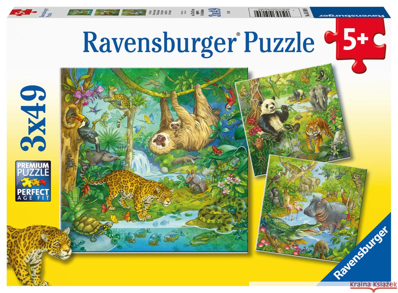 Jungle Fun 3 X 49 PC Puzzle Ravensburger 4005556051809