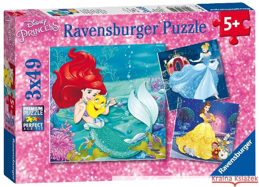 Puzzle 3x49 Wieczór Księżniczek Disneya Ravensburger 4005556093502