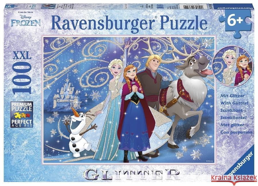 Puzzle 100 Kraina Lodu Błyszczący śnieg XXL brokat Disney, Walt 4005556136100 Ravensburger Verlag