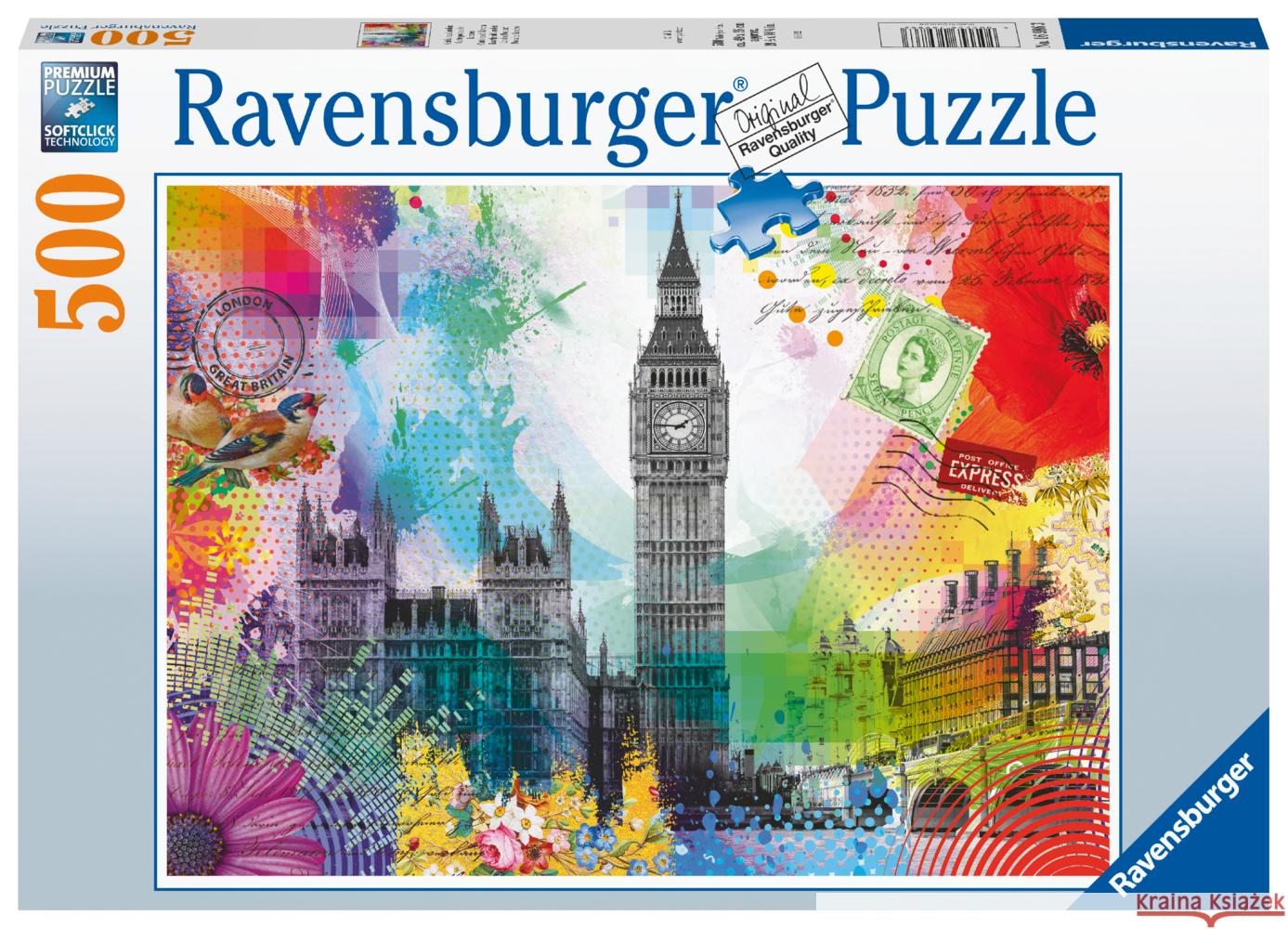 London Postcard 500 PC Puzzle Ravensburger 4005556169863