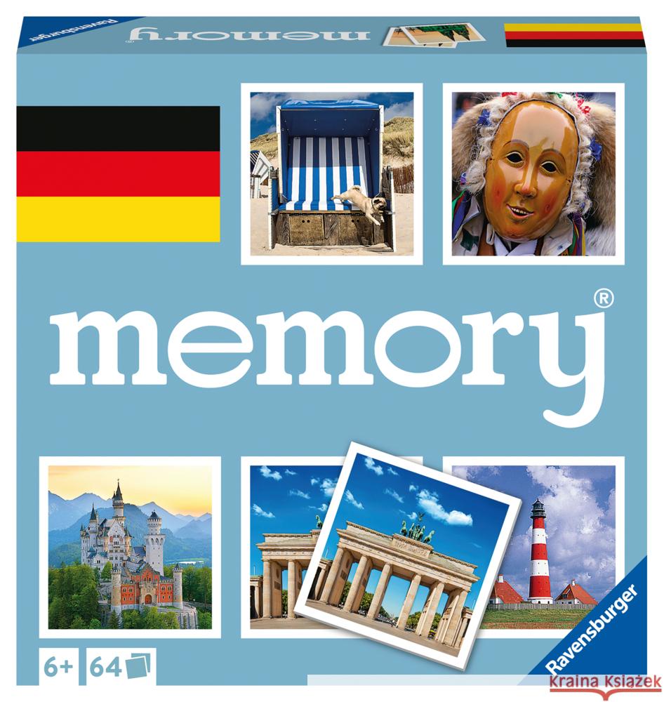 Ravensburger Deutschland memory® - 20883 - der Spieleklassiker quer durch Deutschland, Merkspiel für 2-8 Spieler ab 6 Jahren Hurter, William H. 4005556208838