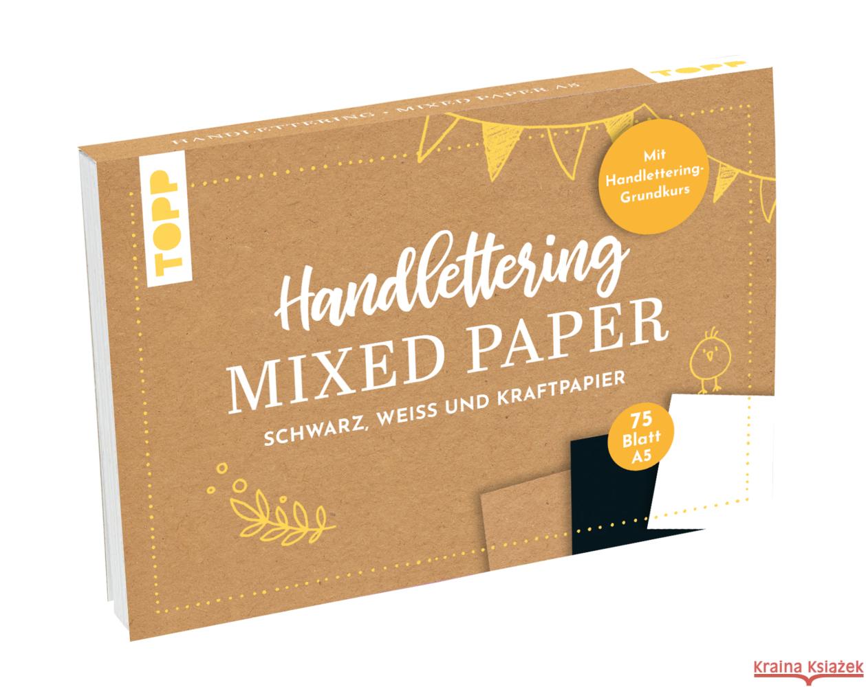 Handlettering Mixed Paper Block - Schwarz, Weiß, Kraftpapier - A5 frechverlag, Blum, Ludmila 4007742181390 Frech