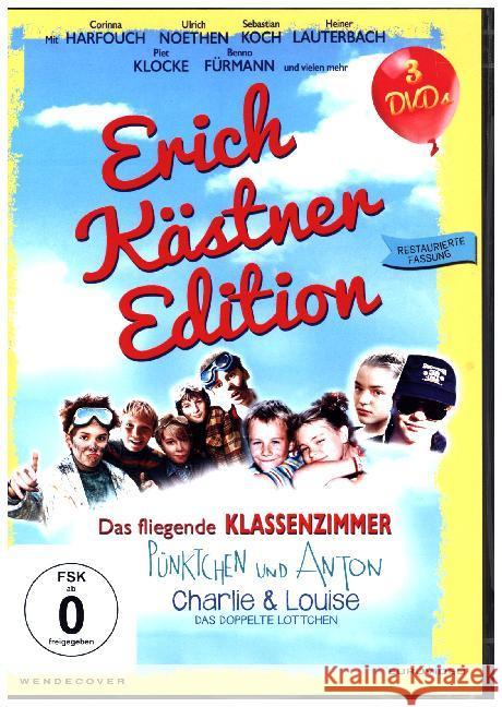Erich Kästner Edition, 3 DVD (Neu - Digital Ramastered) : Das fliegende Klassenzimmer / Pünktchen und Anton / Charlie und Louise - Das doppelte Lottchen Kästner, Erich 4009750228258