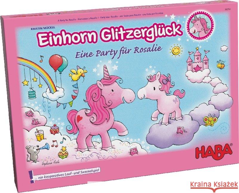 Einhorn Glitzerglück, Eine Party für Rosalie (Kinderspiel) : ... ein kooperatives Lauf- und Sammelspiel! Mückel, Kristin 4010168226163