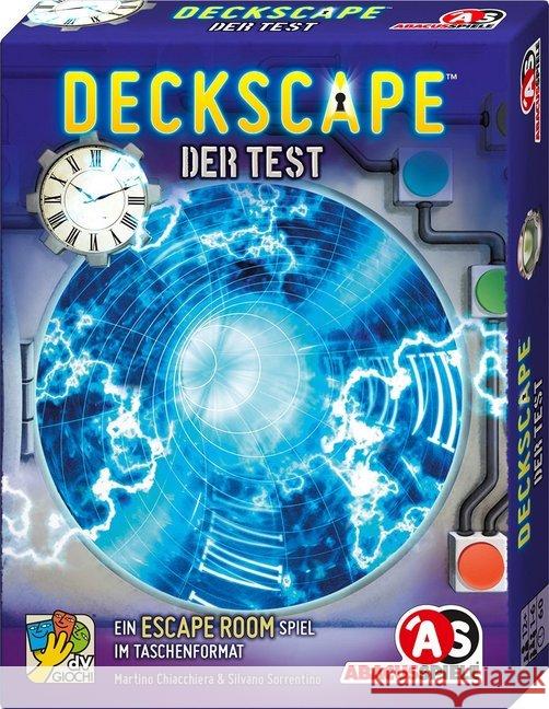 Deckscape - Der Test (Spiel) : Ein Escape Room Spiel im Taschenformat Chiacchiera, Martino, Sorrentino, Silvano 4011898381726 ABACUSSPIELE