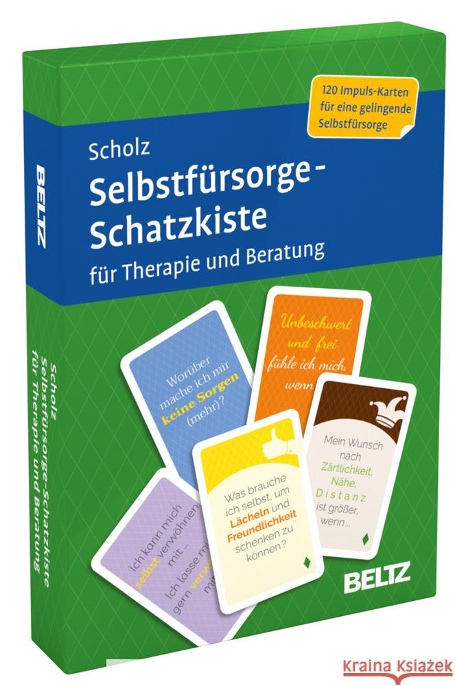 Selbstfürsorge-Schatzkiste für Therapie und Beratung, 120 Karten Scholz, Falk Peter 4019172100308