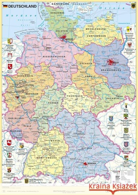 Deutschland politisch mit Bundesländerwappen : umweltfreundliches Lernposter Stiefel, Heinrich 4027871100154 Stiefel