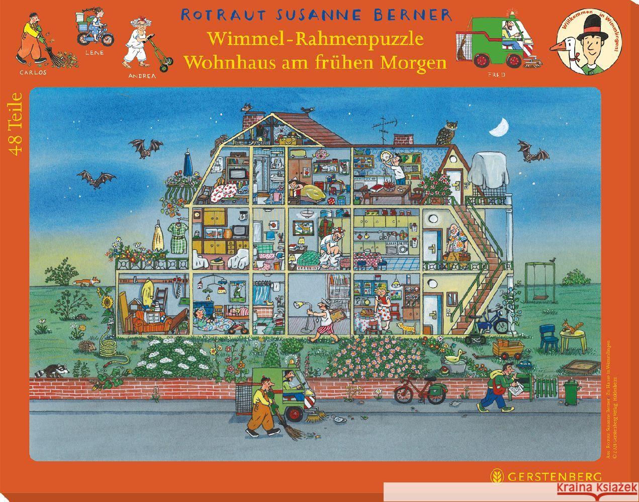 Wimmel-Rahmenpuzzle Zu Hause in Wimmlingen Motiv Morgendämmerung Berner, Rotraut Susanne 4250915936581