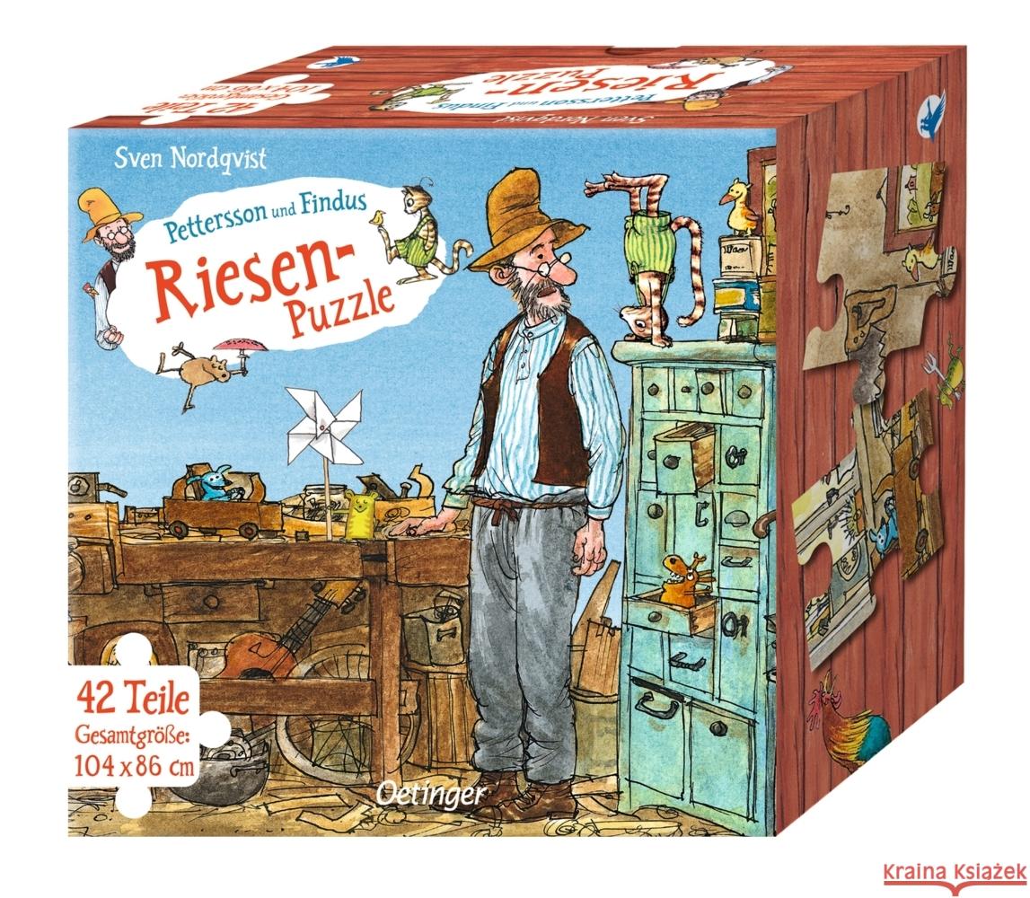 Pettersson und Findus. Riesen-Puzzle. Petterssons Tischlerschuppen. 42 Teile, Gesamtgröße 104 x 86 cm Nordqvist, Sven 4260512187477