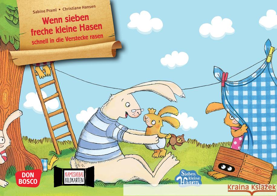 Wenn sieben freche kleine Hasen schnell in die Verstecke rasen. Kamishibai Bildkartenset Praml, Sabine 4260694922965