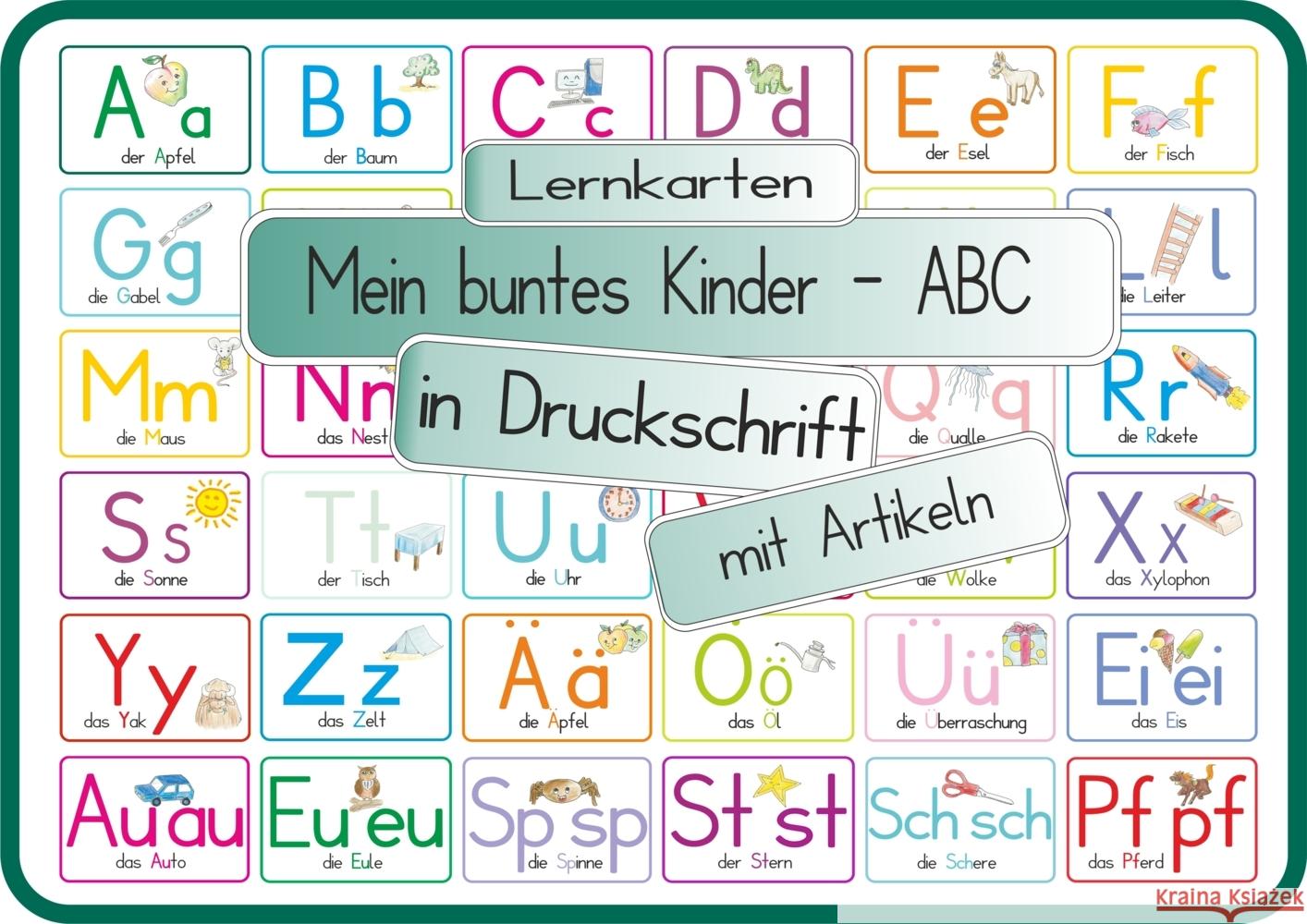 Mein buntes Kinder-ABC Druckschrift mit Artikeln, Umlauten, Doppellauten und Sp, St, Sch und Pf Momm, Helga 4262416630288