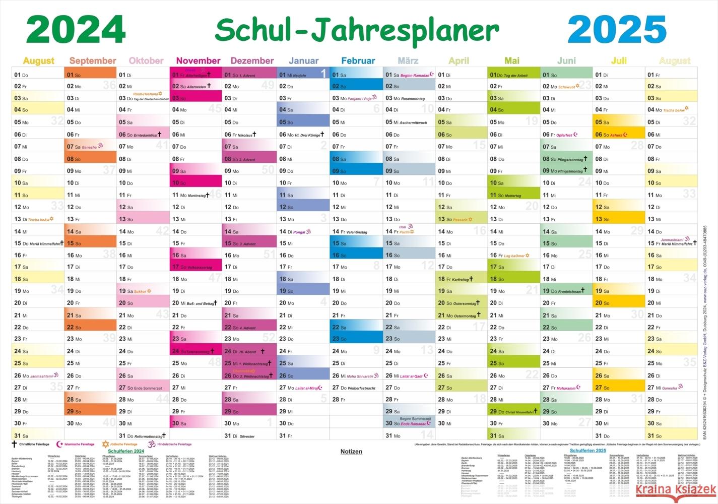 Schul-Jahresplaner 2024/2025 E&Z Verlag GmbH 4262416630394 E & Z-Verlag