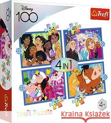 4 in 1 Puzzle  100 Jahre Disney / Disneys lustige Welt  5900511346183 Trefl - książka