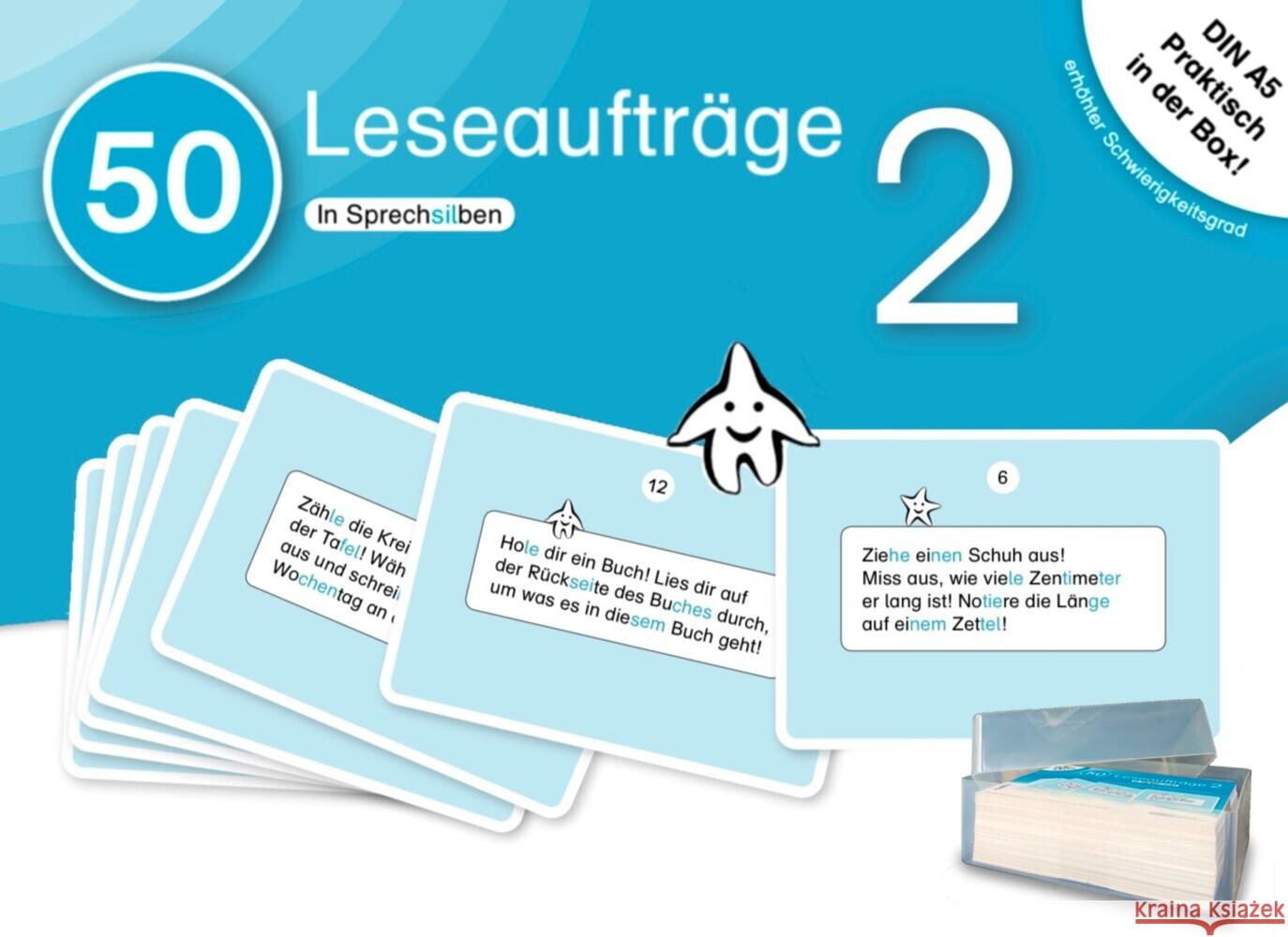 50 Leseaufträge 2 in der Box in Sprechsilben sternchenverlag GmbH, Langhans, Katrin 9783946904786 Sternchenverlag - książka