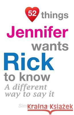 52 Things Jennifer Wants Rick To Know: A Different Way To Say It Simone 9781511719070 Createspace - książka