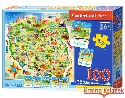 Puzzle 100+28 Mapa Polski CASTOR  5904438000142 Castor
