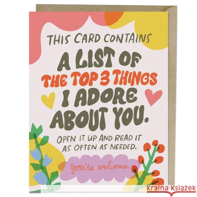 6-Pack Em & Friends Top 3 Things Greeting Card Em & Friends 9781642465303 Knock Knock - książka