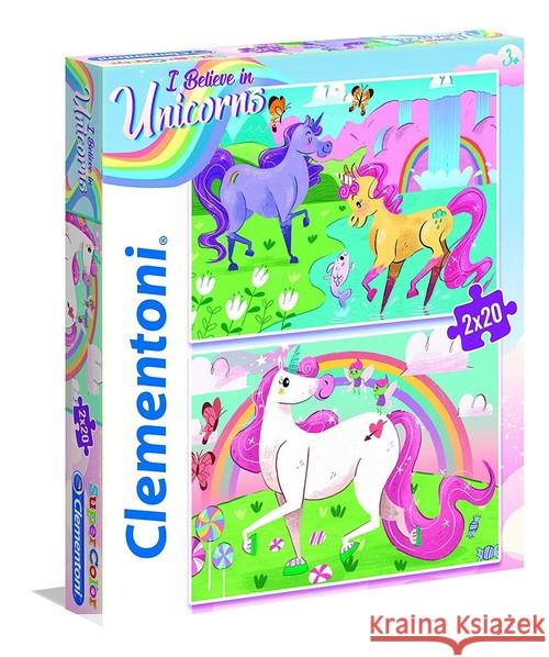 Puzzle Supercolor I Believe in Unicorns 2x20  8005125247547 Clementoni