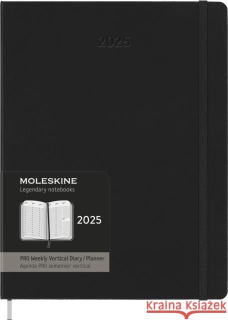 Moleskine 2025 PRO 12-Month Weekly Vertical XL Hardcover Notebook: Black Moleskine 8056999270254