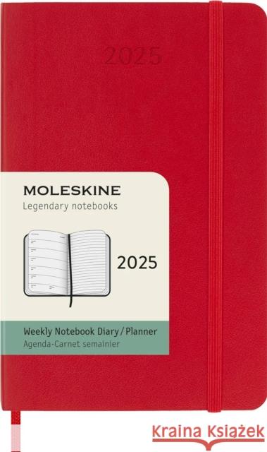 Moleskine 2025 12-Month Weekly Pocket Softcover Notebook: Scarlet Red Moleskine 8056999270391