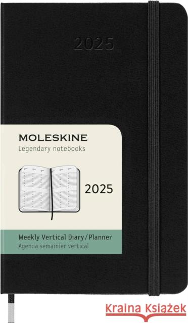 Moleskine 2025 12-Month Weekly Vertical Pocket Hardcover Notebook: Black Moleskine 8056999270483