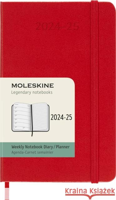 Moleskine 2025 18-Month Weekly Pocket Hardcover Notebook: Scarlet Red Moleskine 8056999270636