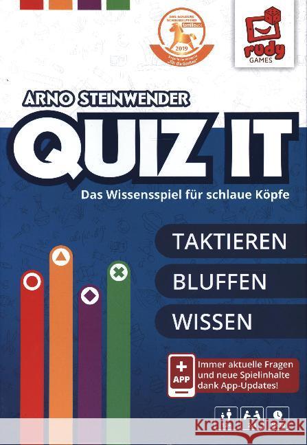 QUIZ IT 2019 - Das Wissensspiel für schlaue Köpfe (Spiel) : TAKTIEREN. BLUFFEN. WISSEN. Steinwender, Arno 9120059810236 rudy games