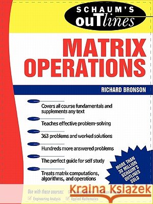 Schaum's Outline of Matrix Operations Richard Bronson 9780070079786 McGraw-Hill Companies