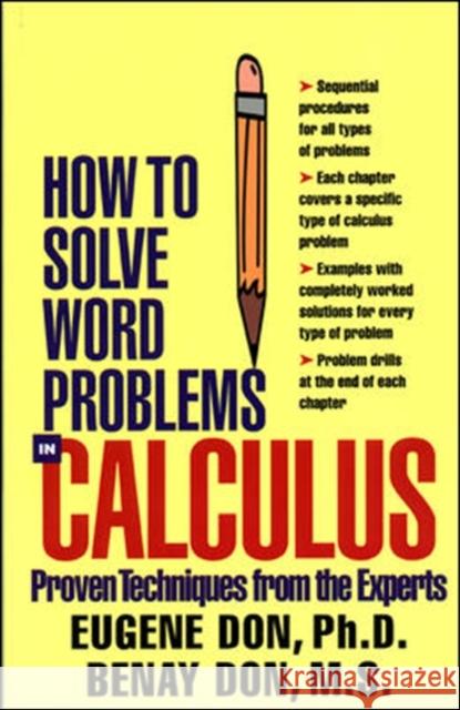 How to Solve Word Problems in Calculus Dawn Sova 9780071358972
