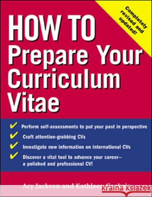 How to Prepare Your Curriculum Vitae  Jackson 9780071390446 0