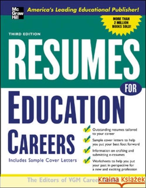 Resumes for Education Careers VGM Career Books 9780071437387 VGM Career Books