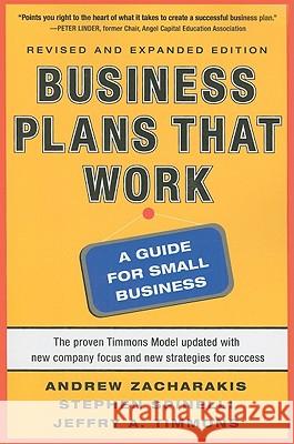 Business Plans That Work: A Guide for Small Business Zacharakis, Andrew 9780071748834 0