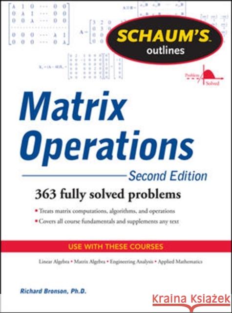 Schaum's Outline of Matrix Operations Richard Bronson 9780071756044 McGraw-Hill Education - Europe