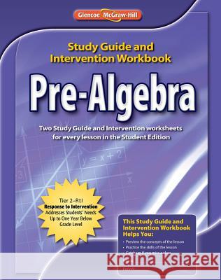 Pre-Algebra, Study Guide & Intervention Workbook McGraw Hill 9780078907395 McGraw-Hill Education - Europe