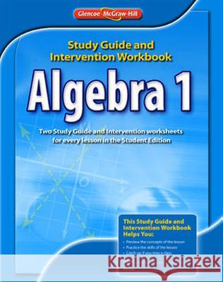 Algebra 1 Study Guide and Intervention Workbook McGraw-Hill 9780078908354 McGraw-Hill/Glencoe