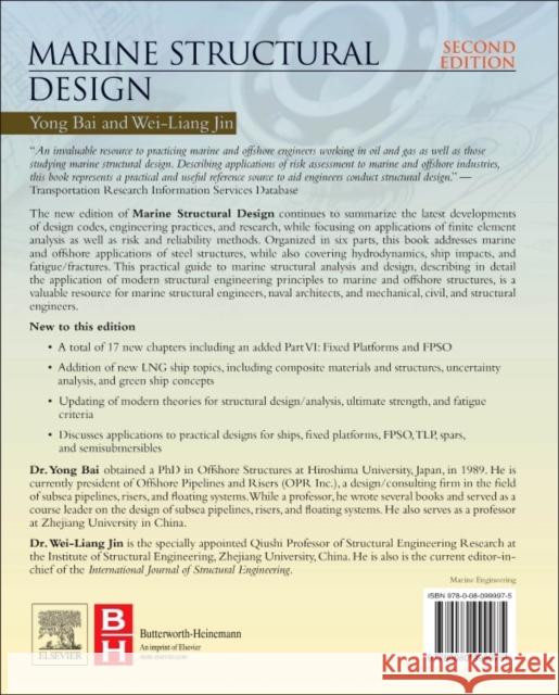 Marine Structural Design Bai, Yong   9780080999975 Elsevier Science